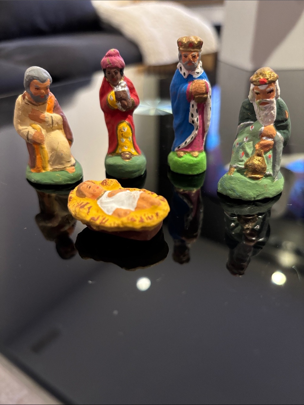Hand-Painted Miniature Nativity Figurine Set - Multicolor